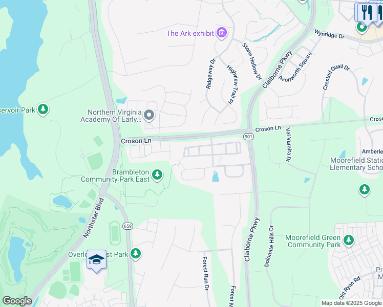 map of restaurants, bars, coffee shops, grocery stores, and more near 22278 Blackmar Terrace in Ashburn