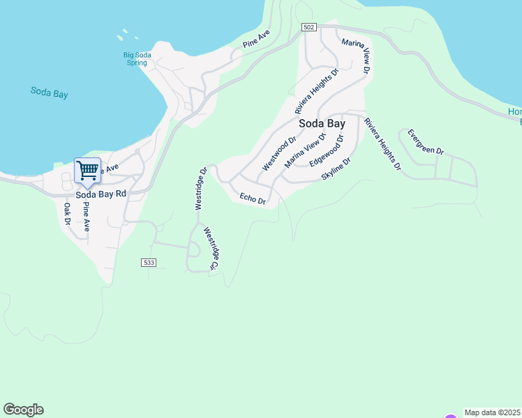 map of restaurants, bars, coffee shops, grocery stores, and more near 6895 Echo Drive in Kelseyville