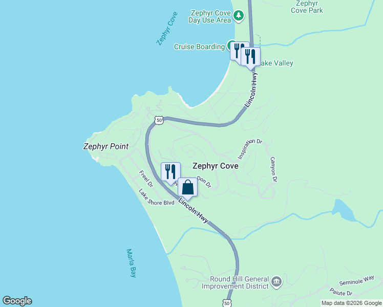 map of restaurants, bars, coffee shops, grocery stores, and more near in Zephyr Cove