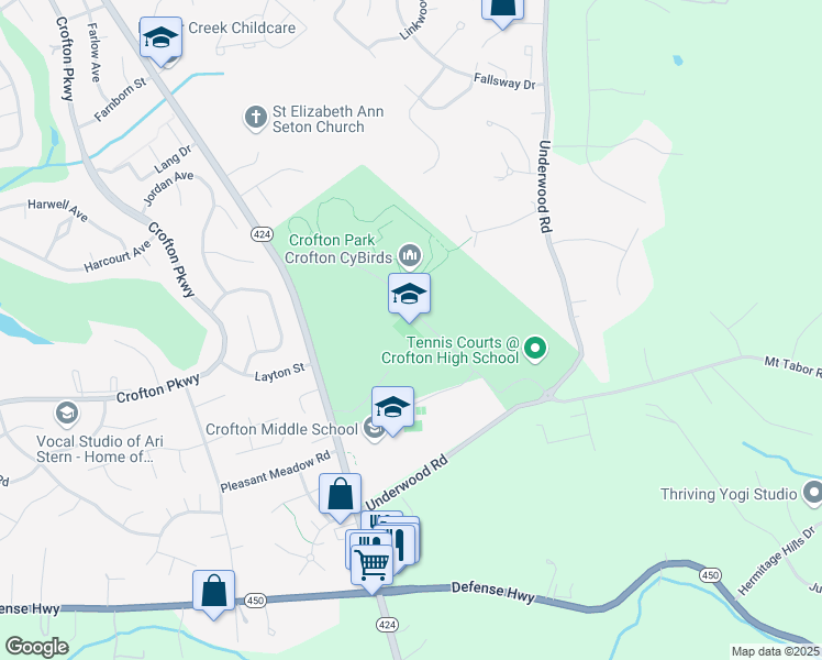 map of restaurants, bars, coffee shops, grocery stores, and more near 2291 Davidsonville Road in Gambrills