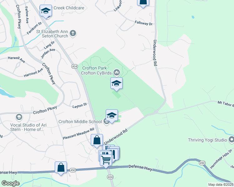map of restaurants, bars, coffee shops, grocery stores, and more near 2291 Davidsonville Road in Gambrills