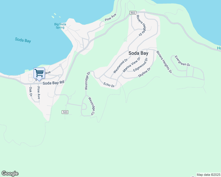 map of restaurants, bars, coffee shops, grocery stores, and more near 6885 Echo Drive in Kelseyville