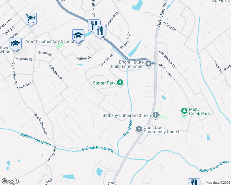 map of restaurants, bars, coffee shops, grocery stores, and more near 3706 Concord Drive in Erlanger