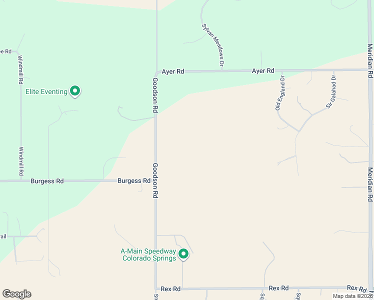 map of restaurants, bars, coffee shops, grocery stores, and more near 11555 Goodson Road in Colorado Springs