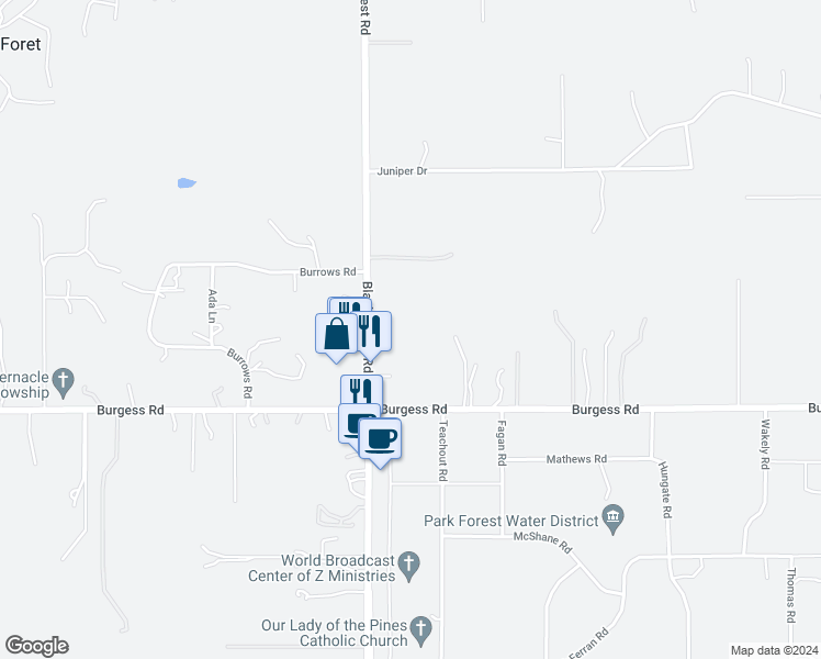 map of restaurants, bars, coffee shops, grocery stores, and more near 11675 Black Forest Road in Colorado Springs