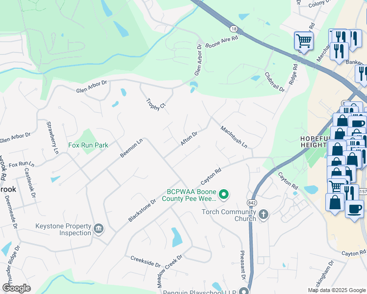 map of restaurants, bars, coffee shops, grocery stores, and more near 7047 Glenburn Drive in Florence