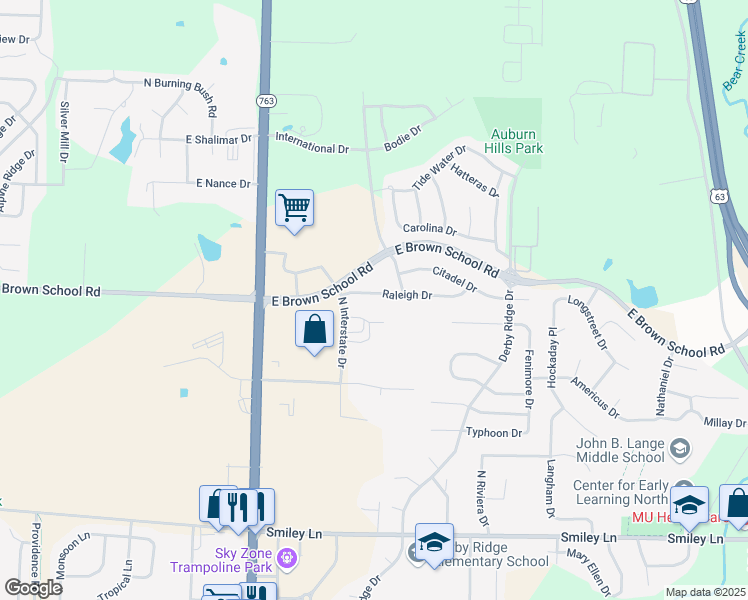 map of restaurants, bars, coffee shops, grocery stores, and more near 1318 Raleigh Drive in Columbia