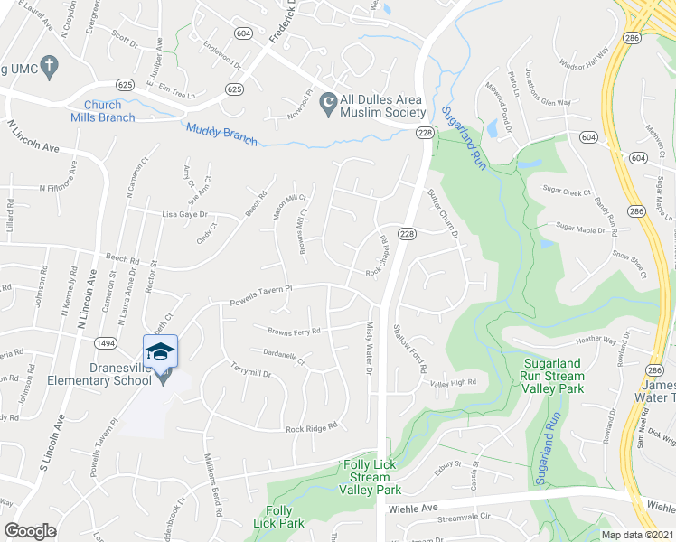 map of restaurants, bars, coffee shops, grocery stores, and more near 1331 Rock Chapel Road in Herndon