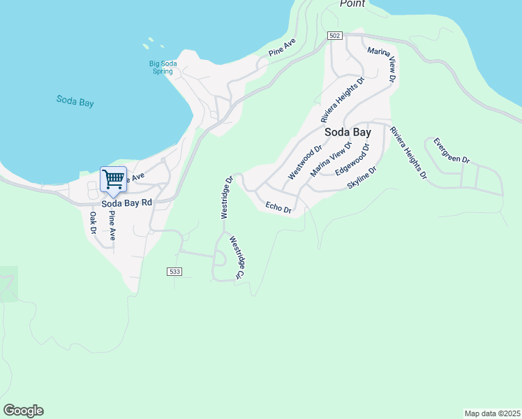 map of restaurants, bars, coffee shops, grocery stores, and more near 6835 Echo Drive in Kelseyville
