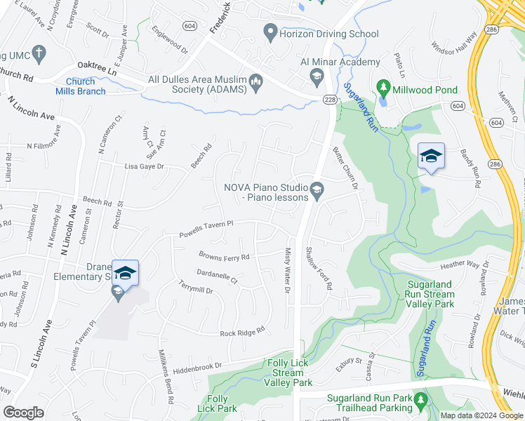 map of restaurants, bars, coffee shops, grocery stores, and more near 1331 Rock Chapel Road in Herndon