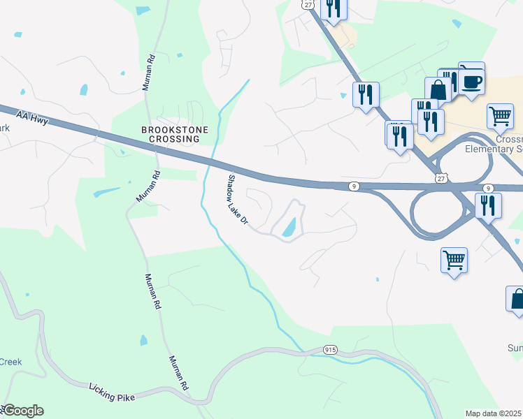 map of restaurants, bars, coffee shops, grocery stores, and more near Hidden Ridge Court in Cold Spring
