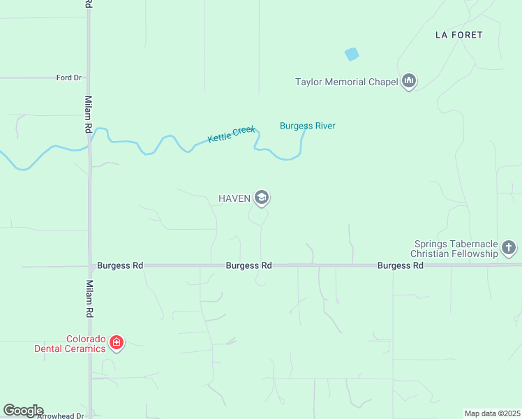 map of restaurants, bars, coffee shops, grocery stores, and more near 5484 Burgess Road in Colorado Springs