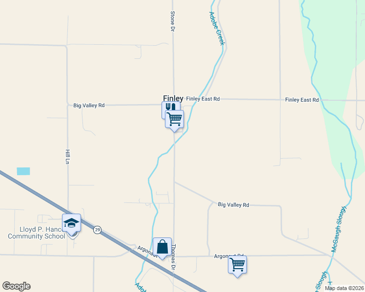 map of restaurants, bars, coffee shops, grocery stores, and more near 1977 County Road 541 in Finley