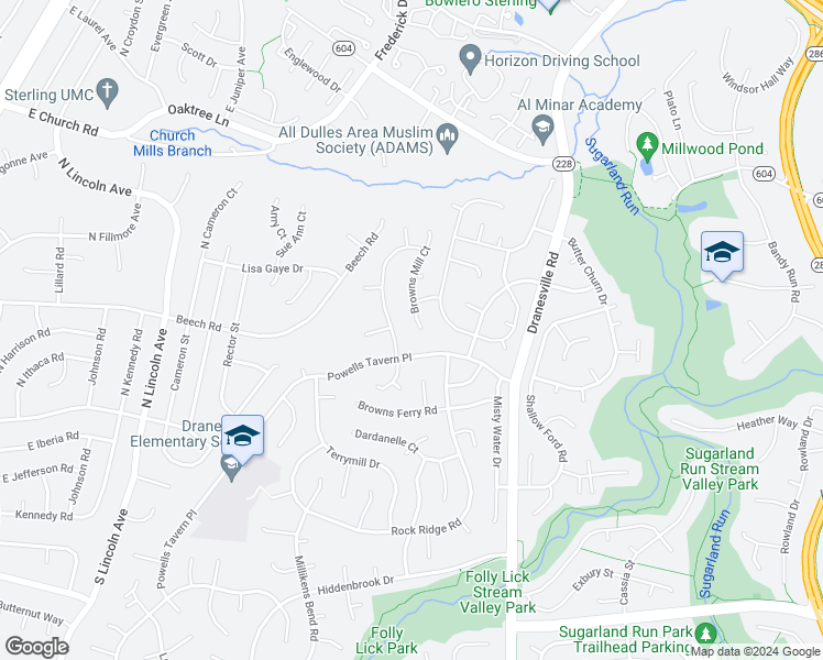 map of restaurants, bars, coffee shops, grocery stores, and more near 1318 Browns Mill Court in Herndon