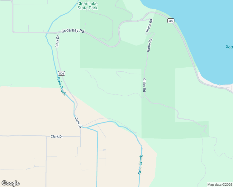 map of restaurants, bars, coffee shops, grocery stores, and more near 3643 Glebe Road in Kelseyville