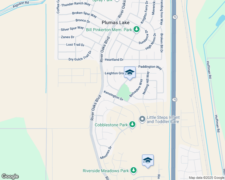 map of restaurants, bars, coffee shops, grocery stores, and more near 1670 Guildford Way in Plumas Lake
