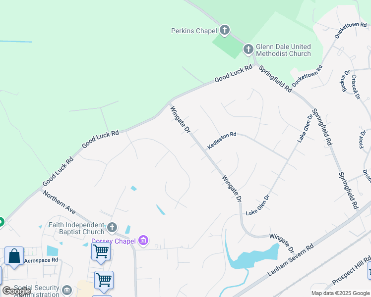 map of restaurants, bars, coffee shops, grocery stores, and more near 8004 Wingate Drive in Glenn Dale
