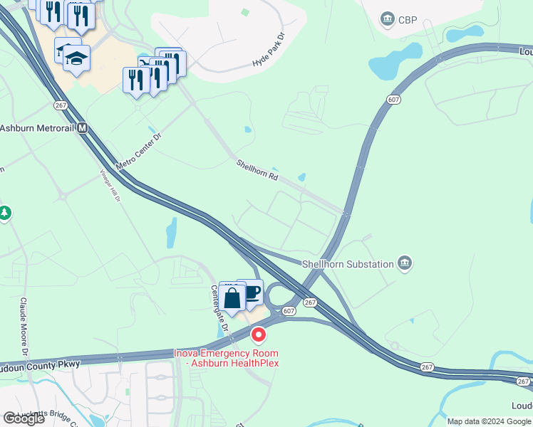 map of restaurants, bars, coffee shops, grocery stores, and more near Digital Loudoun Plaza in Ashburn