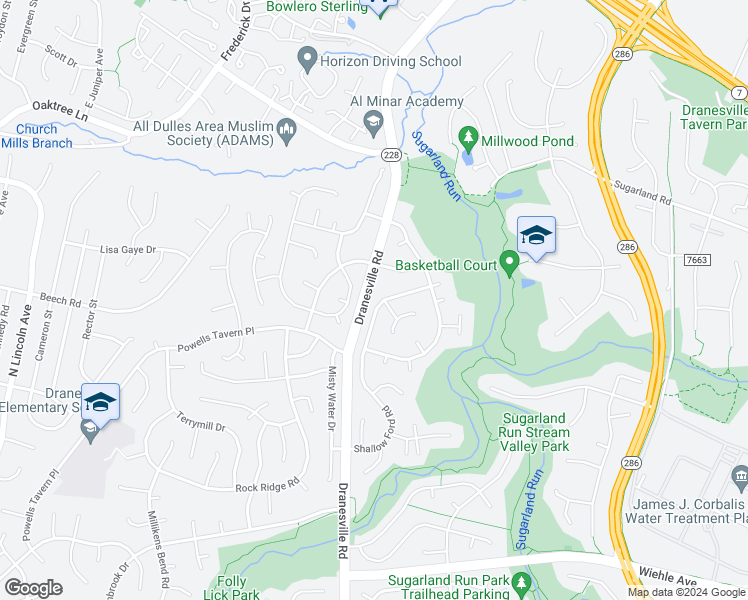 map of restaurants, bars, coffee shops, grocery stores, and more near 1314 Shallow Ford Road in Herndon