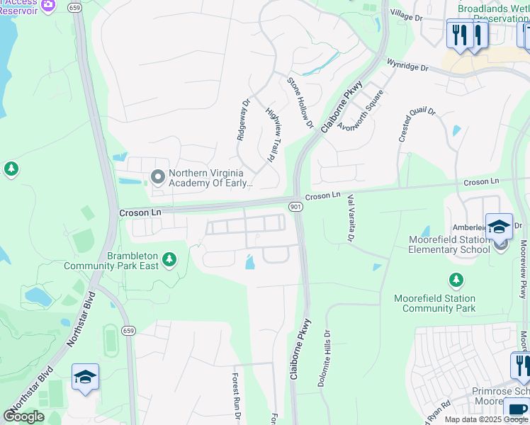 map of restaurants, bars, coffee shops, grocery stores, and more near 42840 Bittner Square in Ashburn