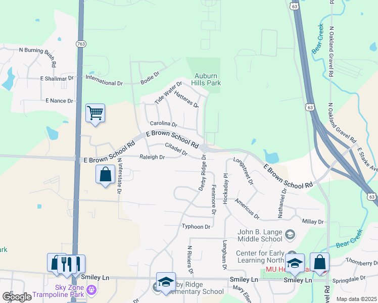 map of restaurants, bars, coffee shops, grocery stores, and more near 1613 Citadel Drive in Columbia