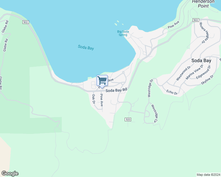 map of restaurants, bars, coffee shops, grocery stores, and more near 6527 County Road 502BH in Kelseyville