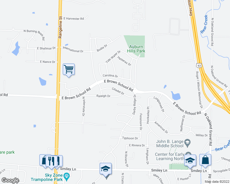 map of restaurants, bars, coffee shops, grocery stores, and more near 1526 Citadel Drive in Columbia