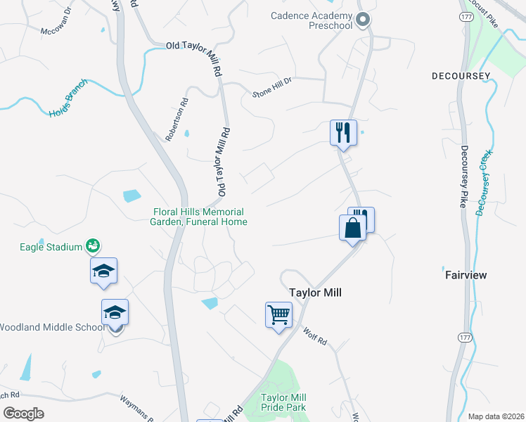 map of restaurants, bars, coffee shops, grocery stores, and more near 755 Janet Drive in Taylor Mill