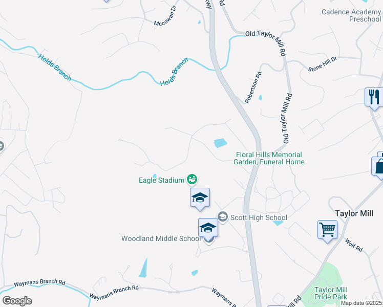 map of restaurants, bars, coffee shops, grocery stores, and more near 1049 Robertson Road in Taylor Mill