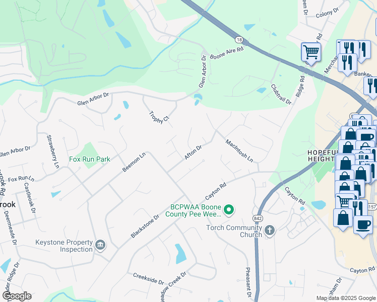 map of restaurants, bars, coffee shops, grocery stores, and more near 7047 Glenburn Drive in Florence