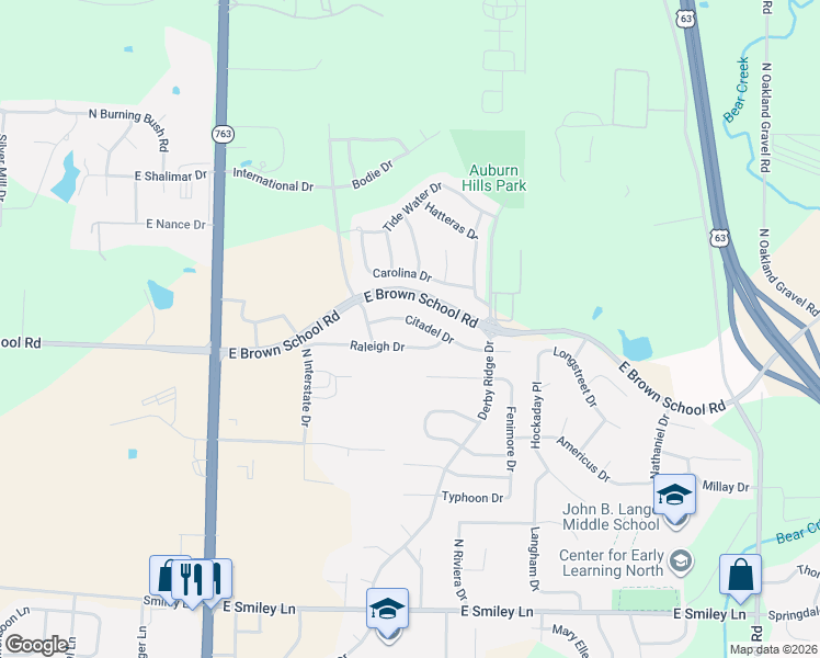 map of restaurants, bars, coffee shops, grocery stores, and more near 1520 Citadel Drive in Columbia