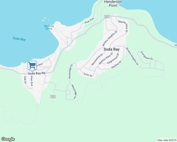 map of restaurants, bars, coffee shops, grocery stores, and more near 6875 Grande Vista Drive in Kelseyville