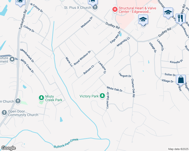 map of restaurants, bars, coffee shops, grocery stores, and more near 3069 Magnolia Court in Edgewood