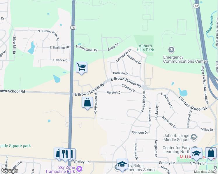 map of restaurants, bars, coffee shops, grocery stores, and more near 4802 Edenton Boulevard in Columbia