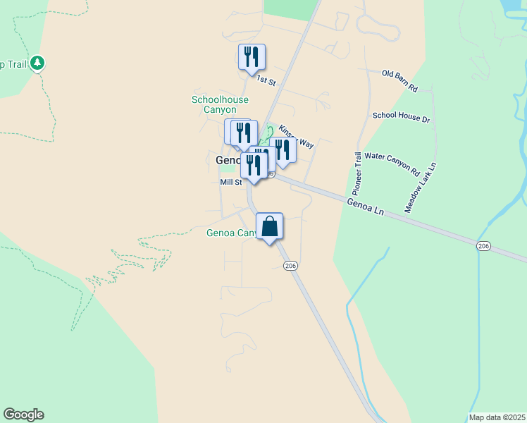 map of restaurants, bars, coffee shops, grocery stores, and more near 2263 Main Street in Genoa