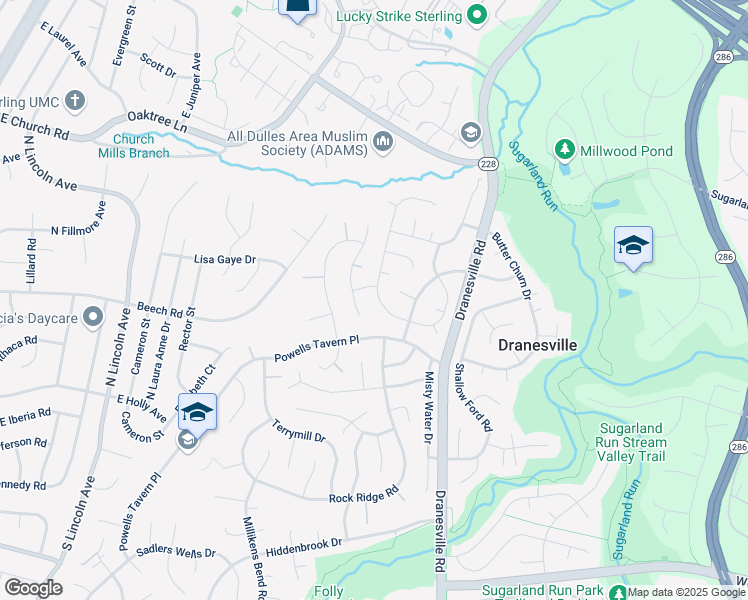 map of restaurants, bars, coffee shops, grocery stores, and more near 1341 Rock Chapel Road in Herndon