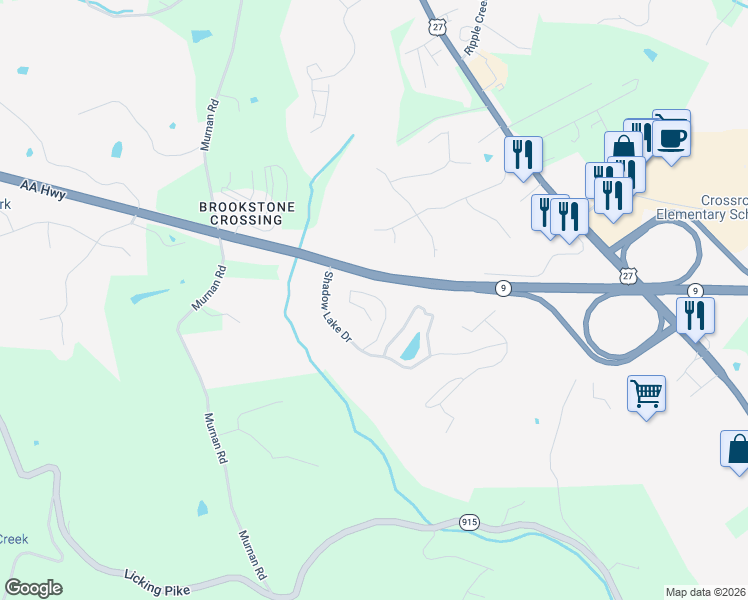 map of restaurants, bars, coffee shops, grocery stores, and more near 166 Hidden Ridge Court in Cold Spring