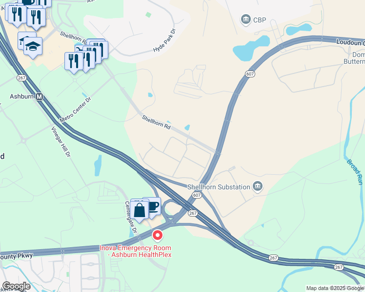 map of restaurants, bars, coffee shops, grocery stores, and more near Digital Loudoun Plaza in Ashburn