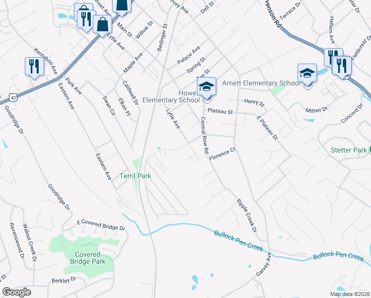 map of restaurants, bars, coffee shops, grocery stores, and more near 1105 Edwards Road in Elsmere