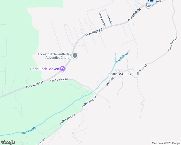 map of restaurants, bars, coffee shops, grocery stores, and more near 22270 Todd Valley Road in Foresthill