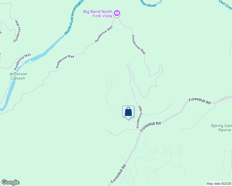 map of restaurants, bars, coffee shops, grocery stores, and more near 19640 Eagle Ridge Road in Foresthill
