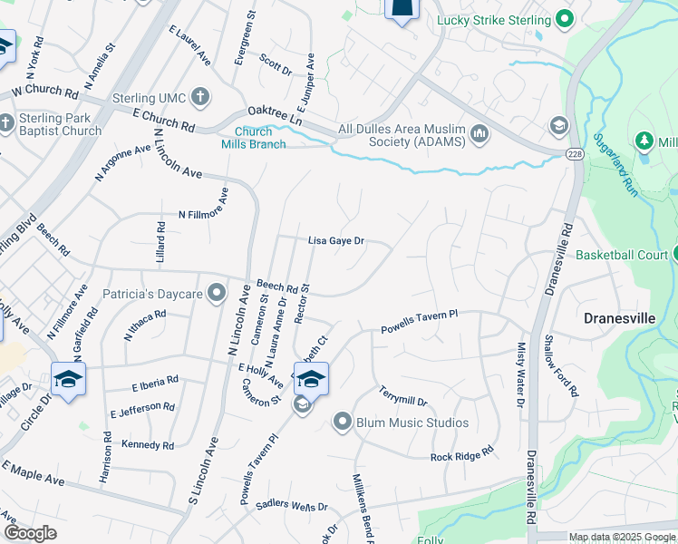 map of restaurants, bars, coffee shops, grocery stores, and more near 509 Cindy Court in Sterling