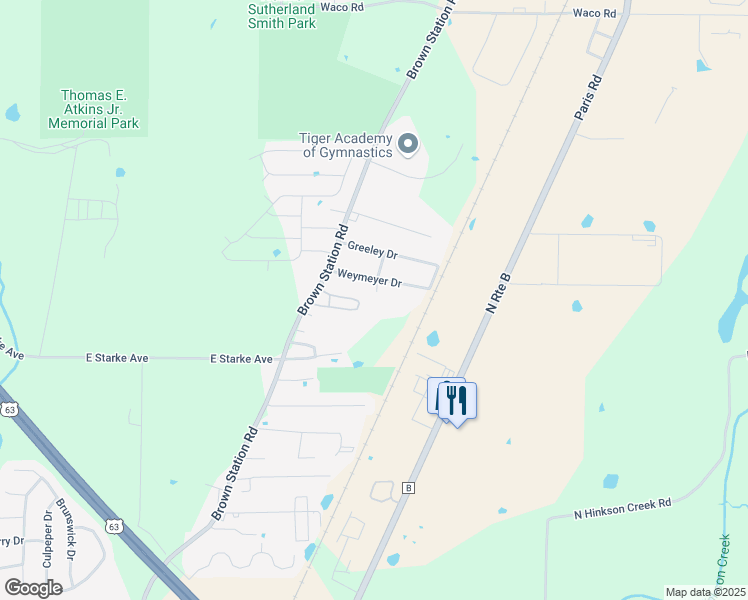 map of restaurants, bars, coffee shops, grocery stores, and more near 4914 Prairieridge Street in Columbia