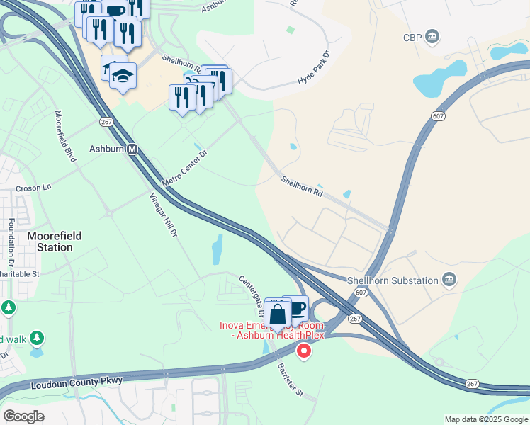 map of restaurants, bars, coffee shops, grocery stores, and more near 43881 Devin Shafron Drive in Ashburn
