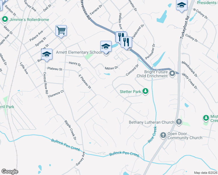 map of restaurants, bars, coffee shops, grocery stores, and more near 12 Lexington Drive in Erlanger