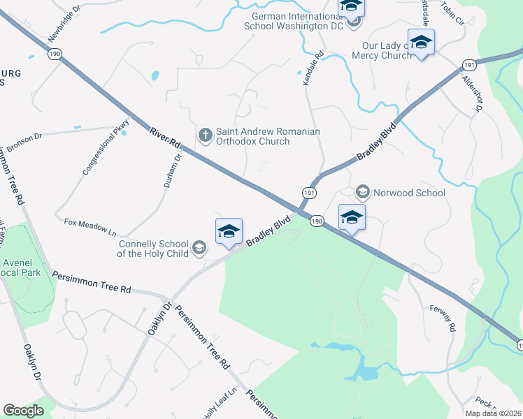 map of restaurants, bars, coffee shops, grocery stores, and more near 8910 River Road in Potomac