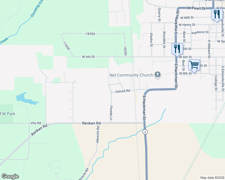 map of restaurants, bars, coffee shops, grocery stores, and more near Pineda Ln in Staunton