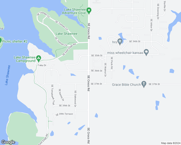 map of restaurants, bars, coffee shops, grocery stores, and more near 3601 Southeast 36th Street in Topeka