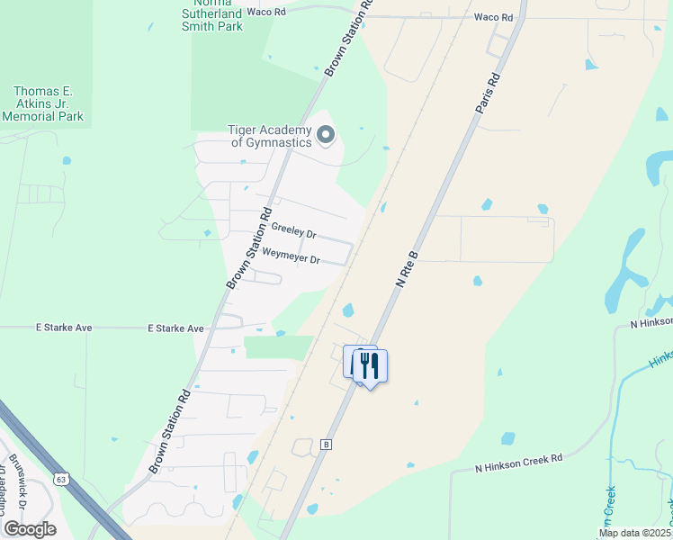 map of restaurants, bars, coffee shops, grocery stores, and more near 4914 Prairie Ridge Street in Columbia