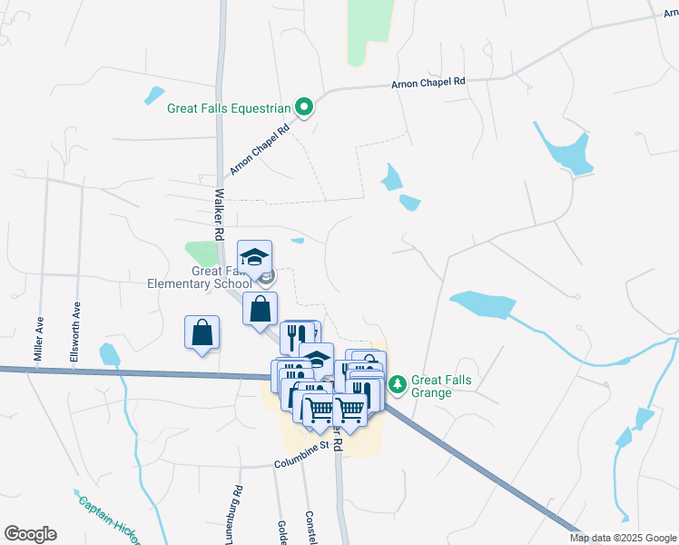 map of restaurants, bars, coffee shops, grocery stores, and more near 609 Deerfield Pond Court in Great Falls